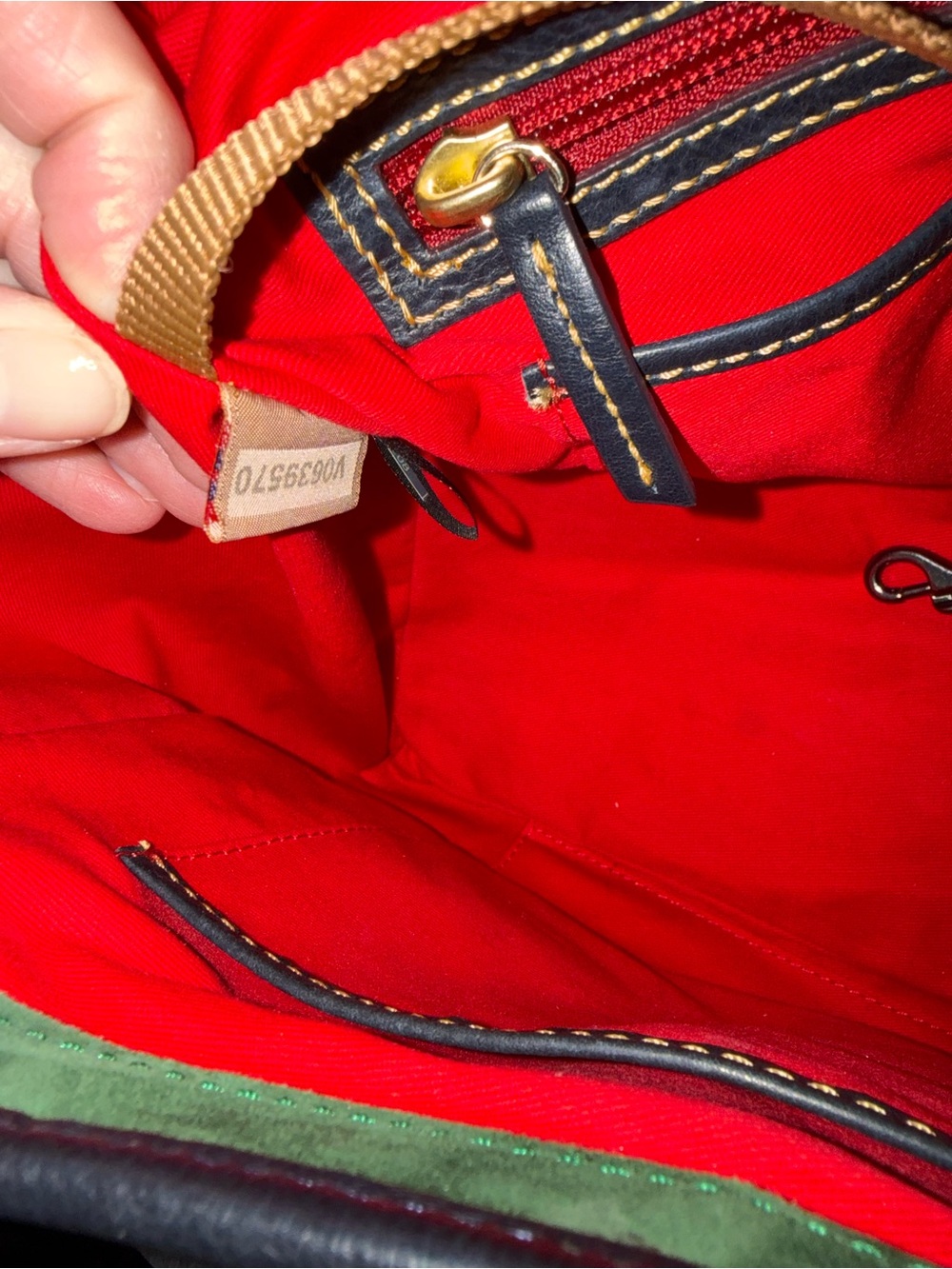 Dooney & Bourke Navy Florentine Leather Logo Lock Gold Hardware - Picture 9 of 14